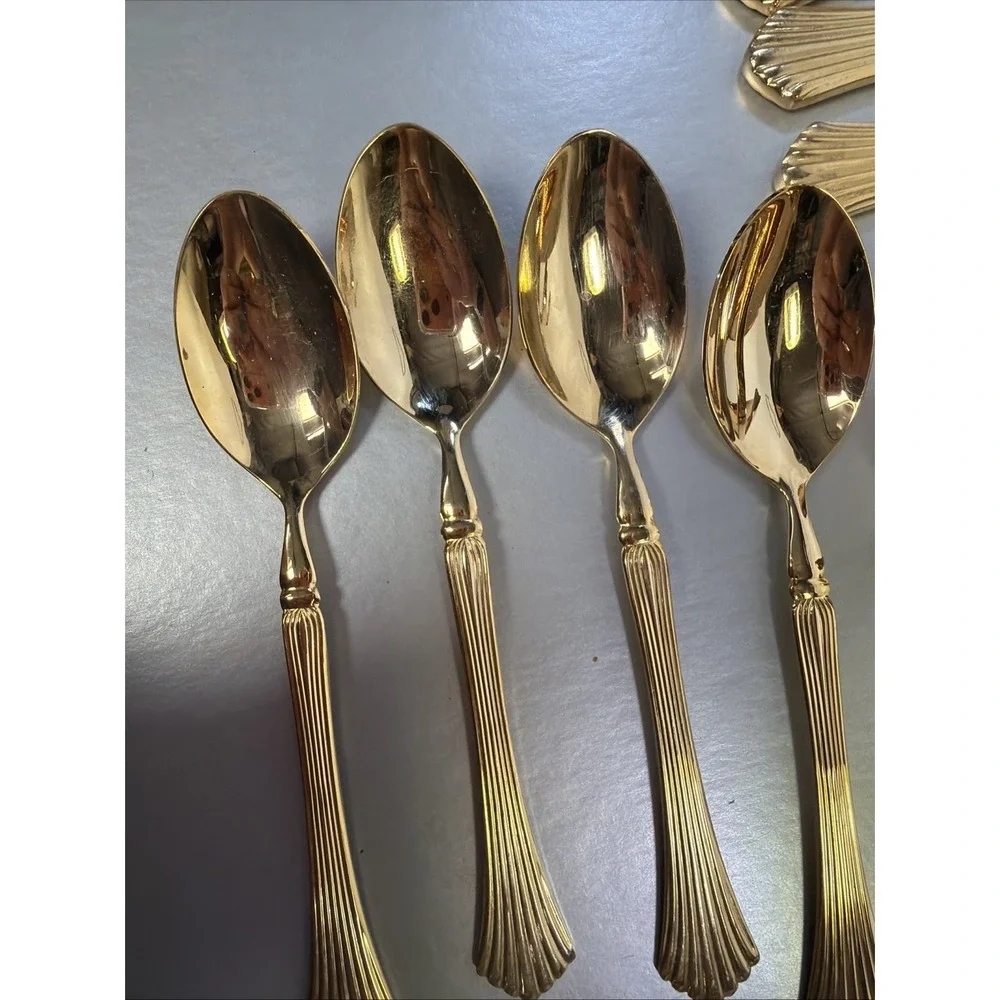 International Silver GOLDEN FLAIR Gold Electroplate EP‎ Flatware Set 26 Pieces